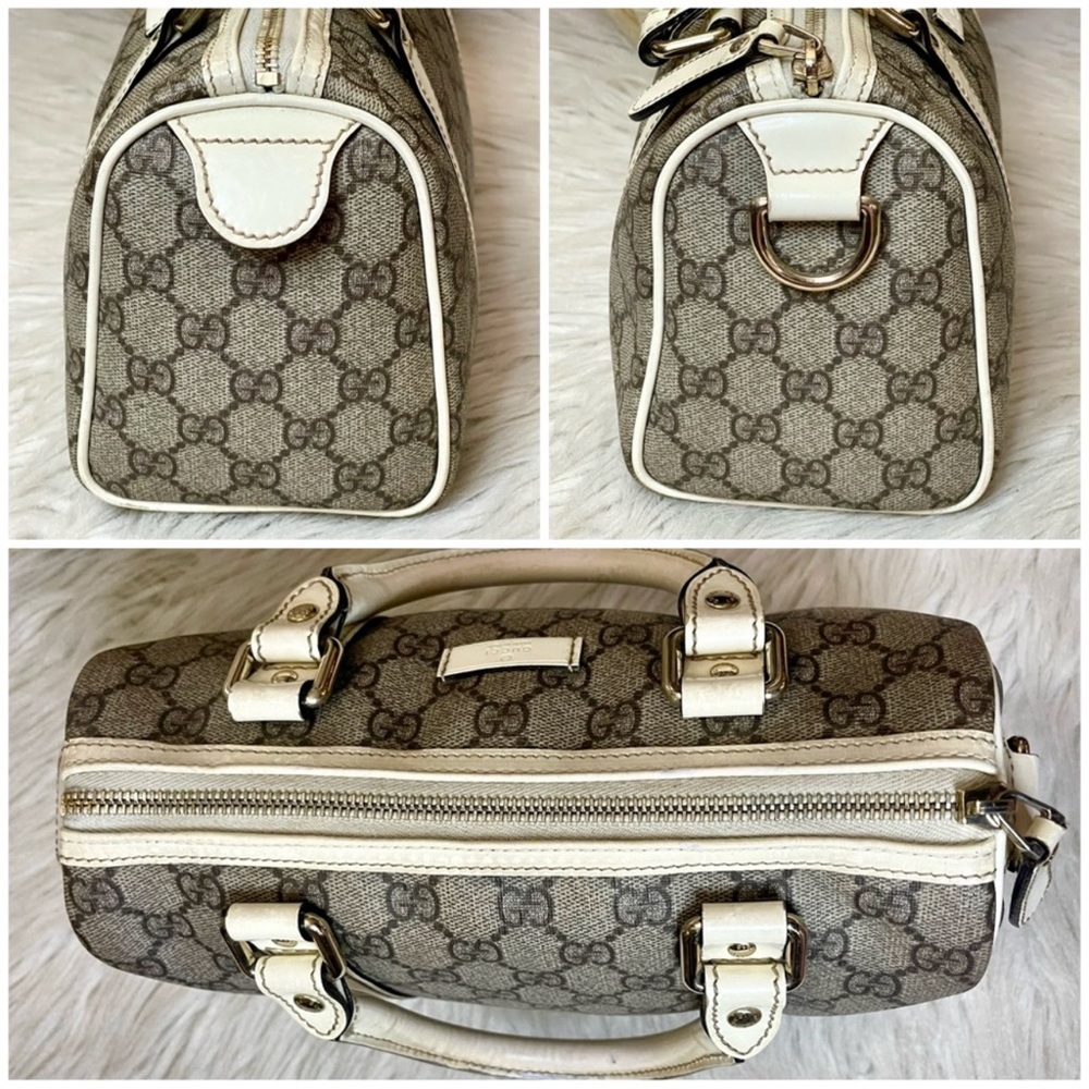 Gucci Beige Monogram Satchel with Cream Trim - Picture 6 of 12